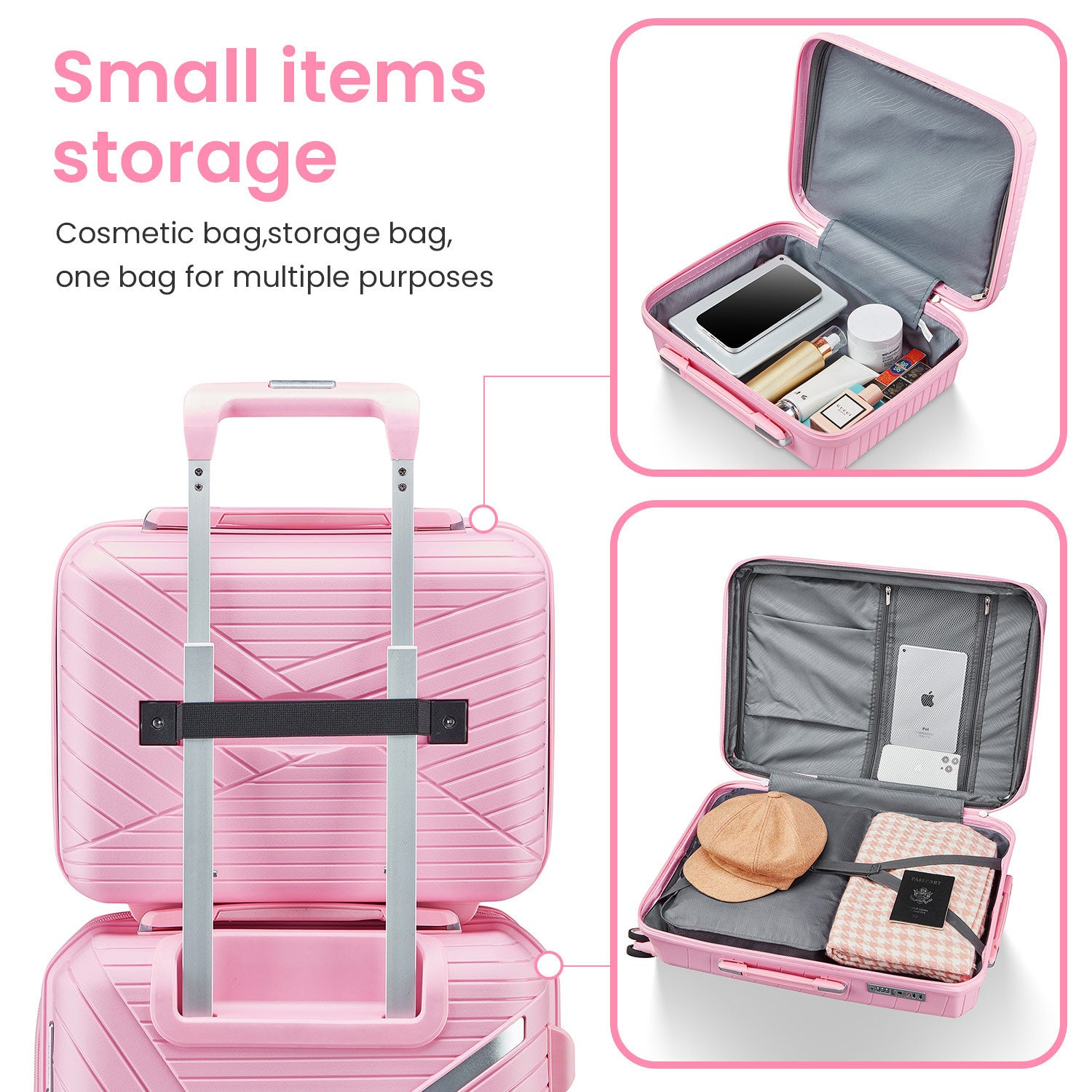 Luggage Sets 4 Piece 14 20 24 28 , Expandable Lightweight Suitcase With 4 Double 360 Degrees Mute Spinner Wheels Pp Materials Durable Tsa Lock Travel Luggage Pink Polypropylene