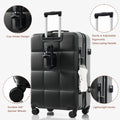 Luggage Sets 4 Piece, 20 Inch With Usb Port, Expandable Abs Durable Suitcase With Travel Bag, Cup Holder, Abs Hard Shell Luggage With Spinner Wheels, Black And Brown Black Brown Abs