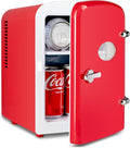 4L Portable Mini Fridge Warmer And Cooler Six 12Oz Cans Compact Refrigerator, 100% Freon Free & Eco Friendly, 4 L, Red Red Plastic