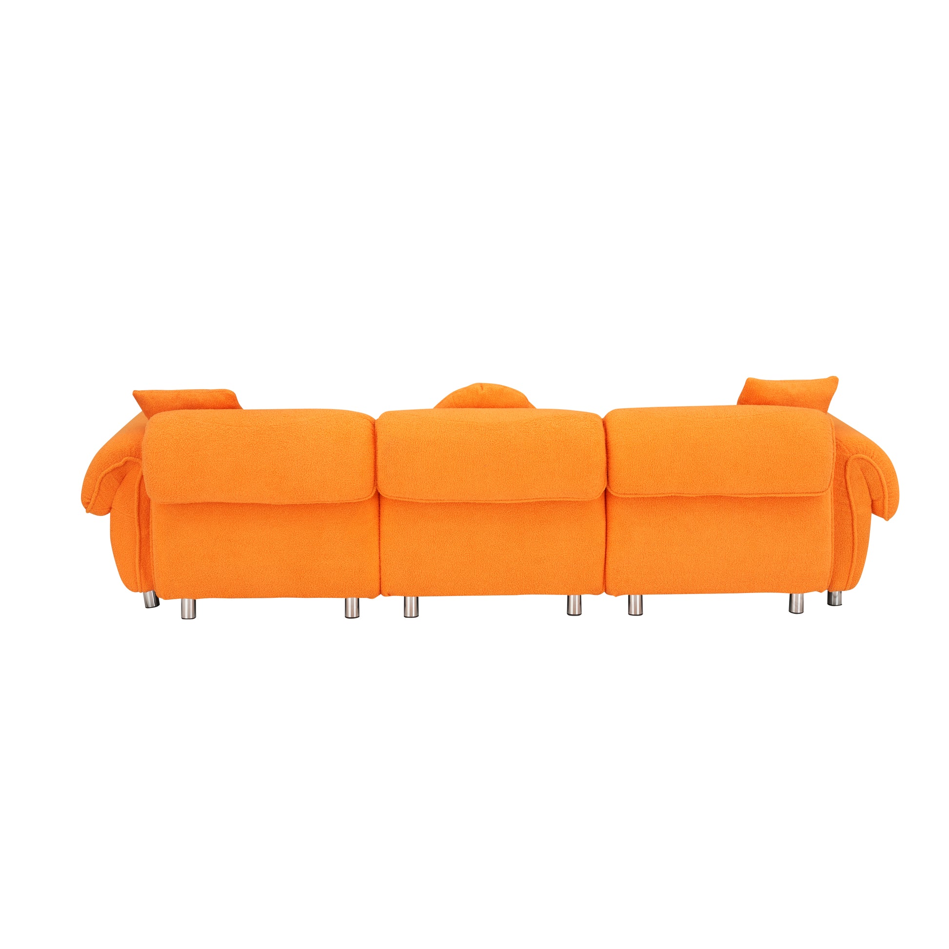 24005 Orange Teddy Velvet Fabric, With 3 Pillows, Three Person Sofa Can Be Placed In The Living Room And Other Scenes Orange Mdf 3 Seat