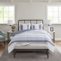 3 Piece Jacquard Duvet Cover Set Queen Blue Polyester