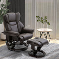 Homcom Massage Recliner Chair With Ottoman Footrest, 10 Vibration Points, 360 Swivel Reclining Chair, Faux Leather Living Room Chair With Side Pocket And Remote Control, Brown Brown Steel