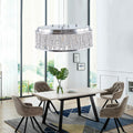 Modern Crystal Chandelier 18.9 Inches Aluminum Iron Round Ceiling Light Flush Mount Ceiling Light Fixture For Kitchen Island Dinning Bedrooms And Hallway Silver Clear Crystal Iron