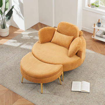 3206Yellow Comfortable Seating Suitable For Small Apartment Bedroom Space Balcony Small Sofa Bed Lazy Small Sofa Sofa With Small Coffee Table Lunch Break Leisure Afternoon Tea Time Yellow Corduroy 1 Seat