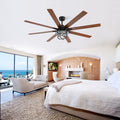 Modern 66 Inch Ceiling Fan With 6 Speed Wind 8 Blades Remote Control Reversible Dc Motor With Light Black Plywood