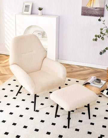 Light Luxury Single Sofa Modern Simple Living Room Balcony Leisure Sofa Chair,White White Sherpa 1 Seat