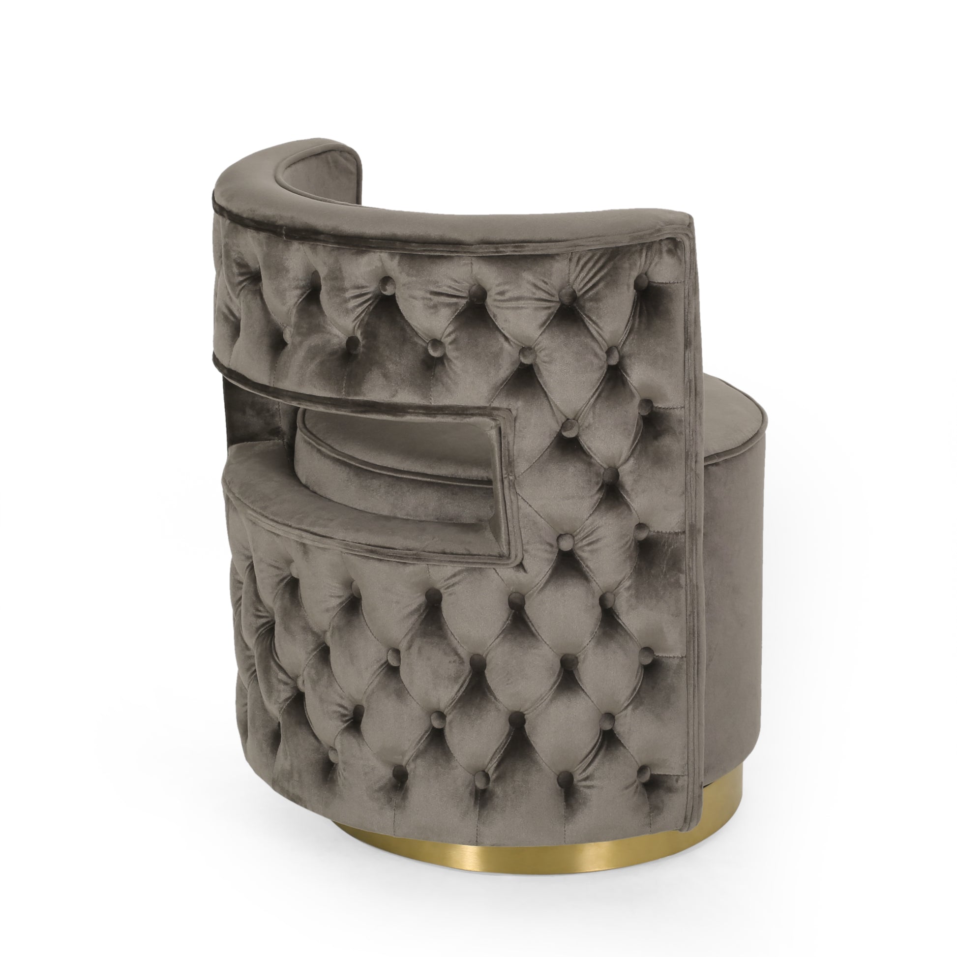 Swivel Arm Chair Grey Fabric