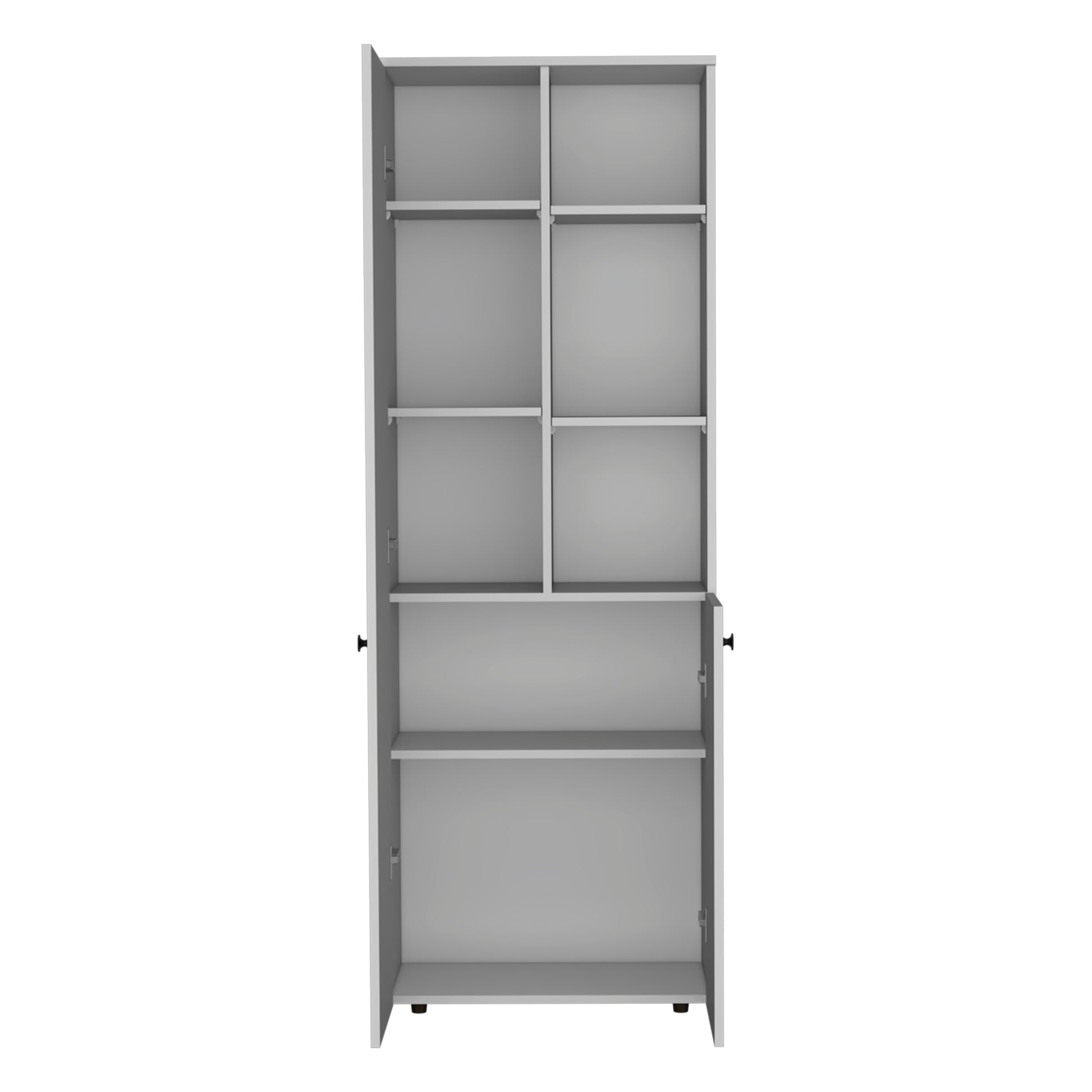 Riner Multistotage 67" H With 5 Tier Storage Shelves And 2 Doors, White White Solid Wood Mdf Engineered Wood