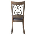 Weathered Cherry And Black Open Back Side Chairs Set Of 2 Natural Black Dining Room Foam Farmhouse Side Chair Rubberwood Open Back Set Of 2 Foam Wood Fabric