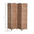 Homcom 6' Tall Wicker Weave 4 Panel Room Divider Privacy Screen Natural Natural Wood