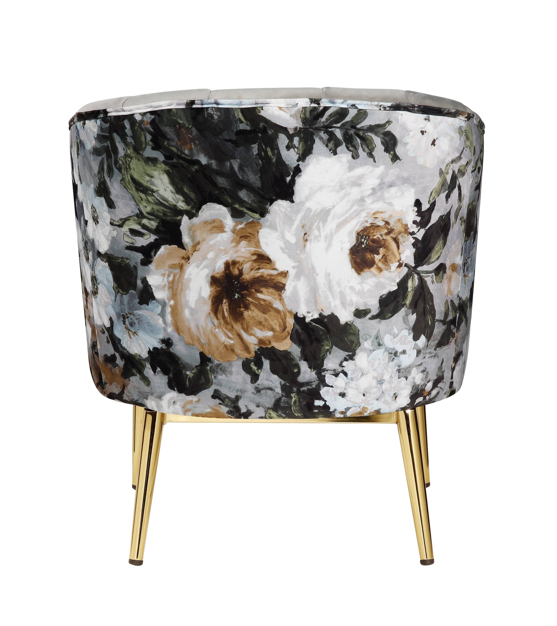 Grey And Gold Padded Accent Chair With Barrel Backrest Grey Gold Primary Living Space Contemporary Wood Fabric