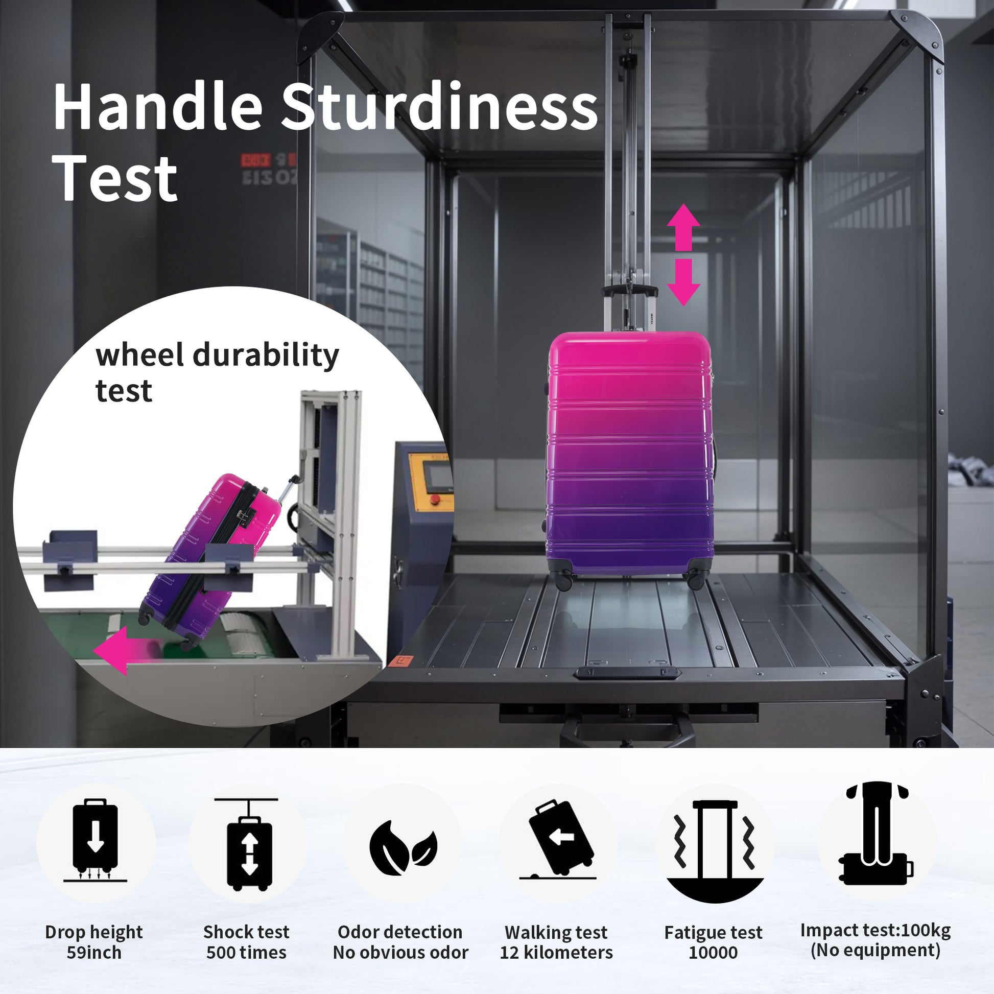 Hardshell Luggage Sets 3 Piece Gradient Color Expandable Suitcase With Spinner Wheels And Tsa Lock Lightweight 20" 24" 28" Available,Purple And Pink Multicolor Purple Pc