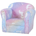 Qaba Kids Sofa Chair, Toddler Sofa With Glow In The Dark Fairy Design & Wooden Frame, Upholstered Baby Sofa For 18 36 Months For Bedroom, Livingroom, Playroom, Kid Room, Multicolor Pink Fabric