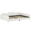 Full Size Upholstered Daybed, Sherpa Fabric Sofabed With Cloud Shaped Backrest, No Box Spring Needed, White Full White Wood Fabric