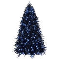 9Ft Pre Lit Black Christmas Tree, Full Halloween Xmas Artificial Tree 3176 Branch Tips, 750 Lights, Metal Hinges, Foldable Base, Holiday Decoration Black Black Polyethylene