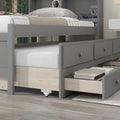 Twin Bed With Twin Trundle,Drawers,Grey Twin Grey Pine