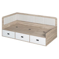 Twin Size Daybed With Three Drawers And Three Storage Compartments, Nature Beige Twin Beige Natural Mdf