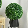 Homcom Set Of 2 15.75 Inch Artificial Ball Boxwood Topiary Trees Balls, Indoor Outdoor Fake Plants For Home, Office & Living Room Decor Green Plastic