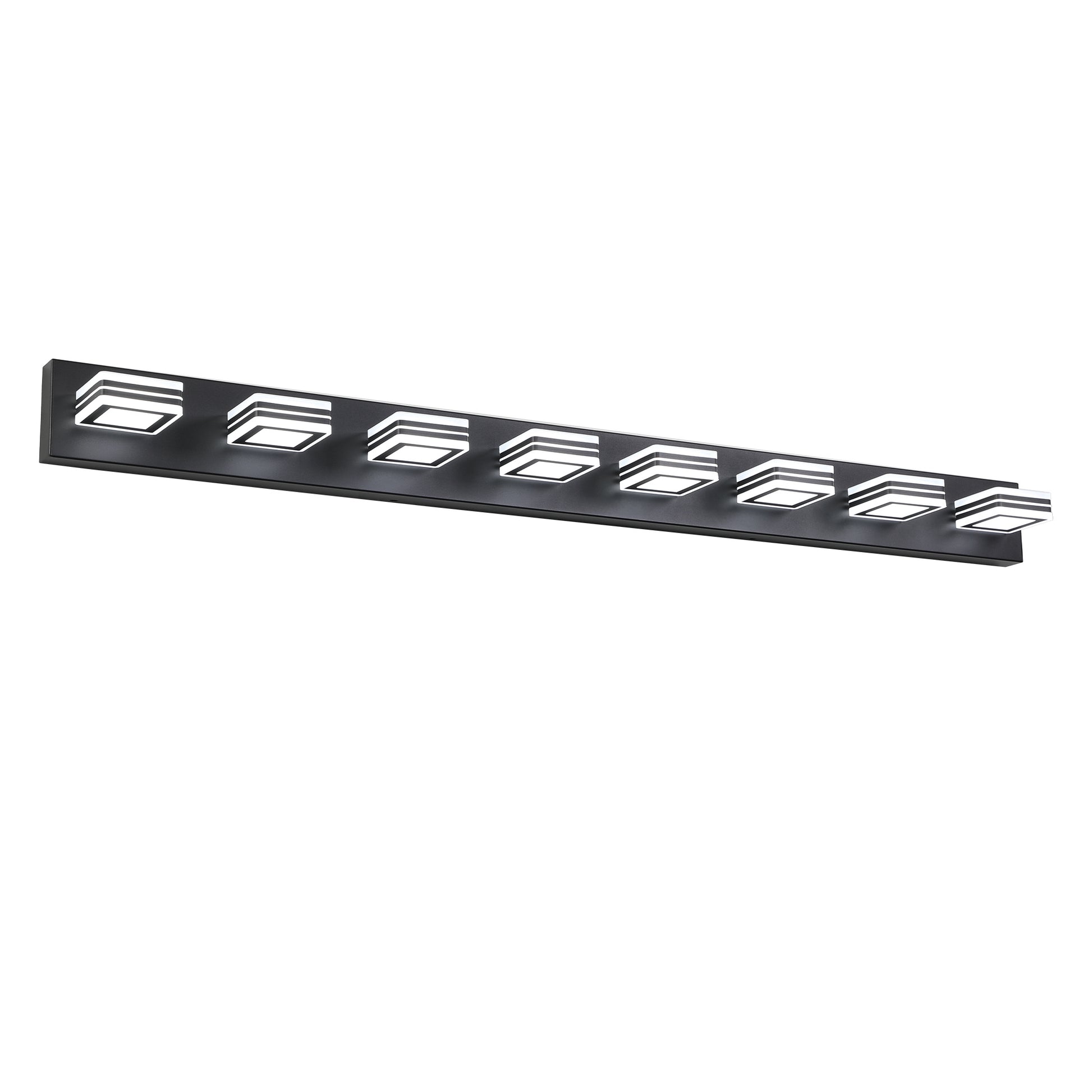 Modern 8 Light Led Vanity Light Sleek Bathroom Wall Fixture, Iron & Acrylic, Dimmable & Energy Efficient Black Acrylic,Iron