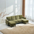 Chenille Sectional Sofa, U Shaped Sofa Couch With High Density Memory Foam, 4 Seat Comfy Modular Sofa Couch For Living Room, Modern U Shaped Sectional Sofa,U Shaped Green Green Chenille Metal