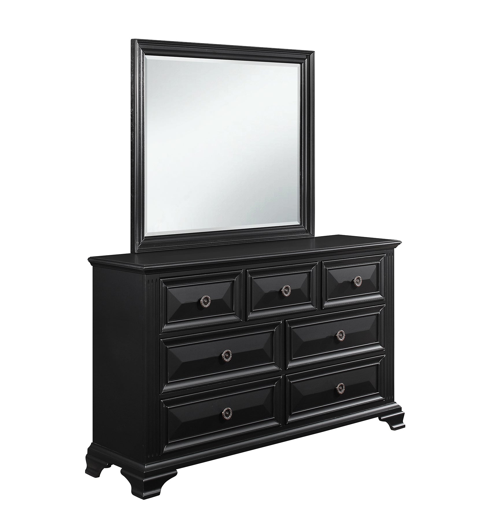 Rex Black Mirror Black Solid Wood Mdf