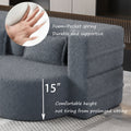 Modern Floor Sofa With 2 Pillows,Convertible Teddy Fabric Foam Filled Sleeper Sofa Bed,15