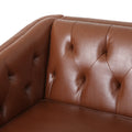 Mirod 81'' Pu Sofa,Tufted Back,Solid Wood Legs,Living Room And Study Light Brown Pu 3 Seat