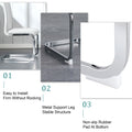 Table And Chair Set. Large Modern Rectangular Table With Glass Top And Silver Metal Legs. Furnished With Soft And Comfortable Pu Chairs With Faux Leather Upholstered Seats And Silver Metal Legs. White Silver Seats 8 Glass Metal