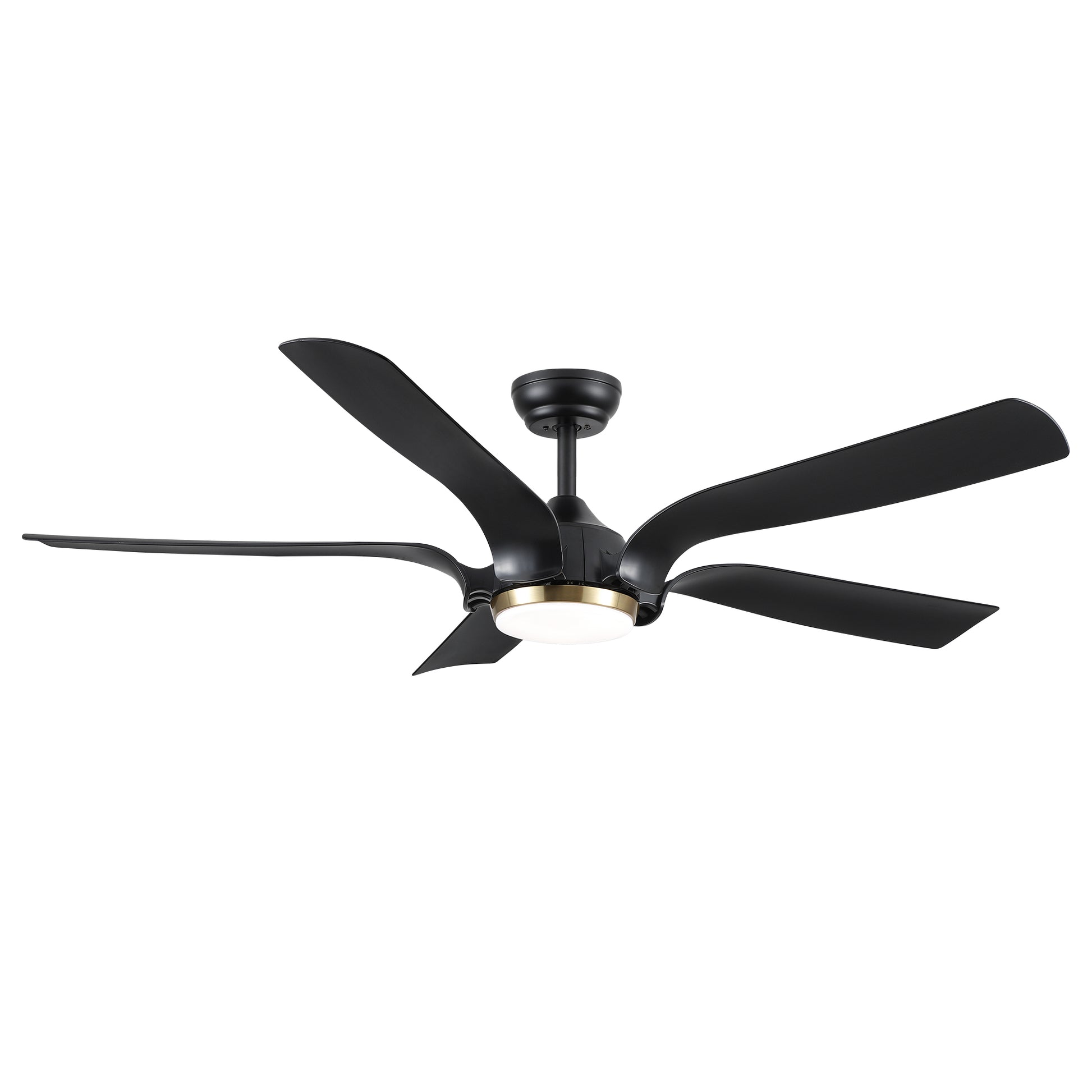 Smart 56" Integrated Led Ceiling Fan With Antique Brown Blades In Matte Black Fan Body Finish Black Abs