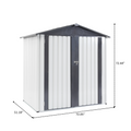 Xwt014 Garden Metal Storage Shed Gray White 6X4X6Ft Outdoor Storing Tools Rainproof Hinge Door Version Grey Metal