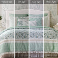 9 Piece Cotton Percale Comforter Set Aqua King King Aqua Polyester