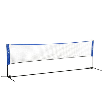 Soozier Portable Badminton Net, 14Ft Volleyball Net, Foldable And Height Adjustable With Carry Bag, For Tennis, Badminton And Pickleball, Court Beach Backyard Games Black Blue Hdpe