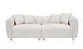 89 Inch Sofa For Living Room, Fashion Sofa With Metal Legs, 3 Seater Sofa, Solid Wood Frame Couch With 4Pillows, For Apartment Office Living Room White Beige Cotton Linen,Teddy 3 Seat