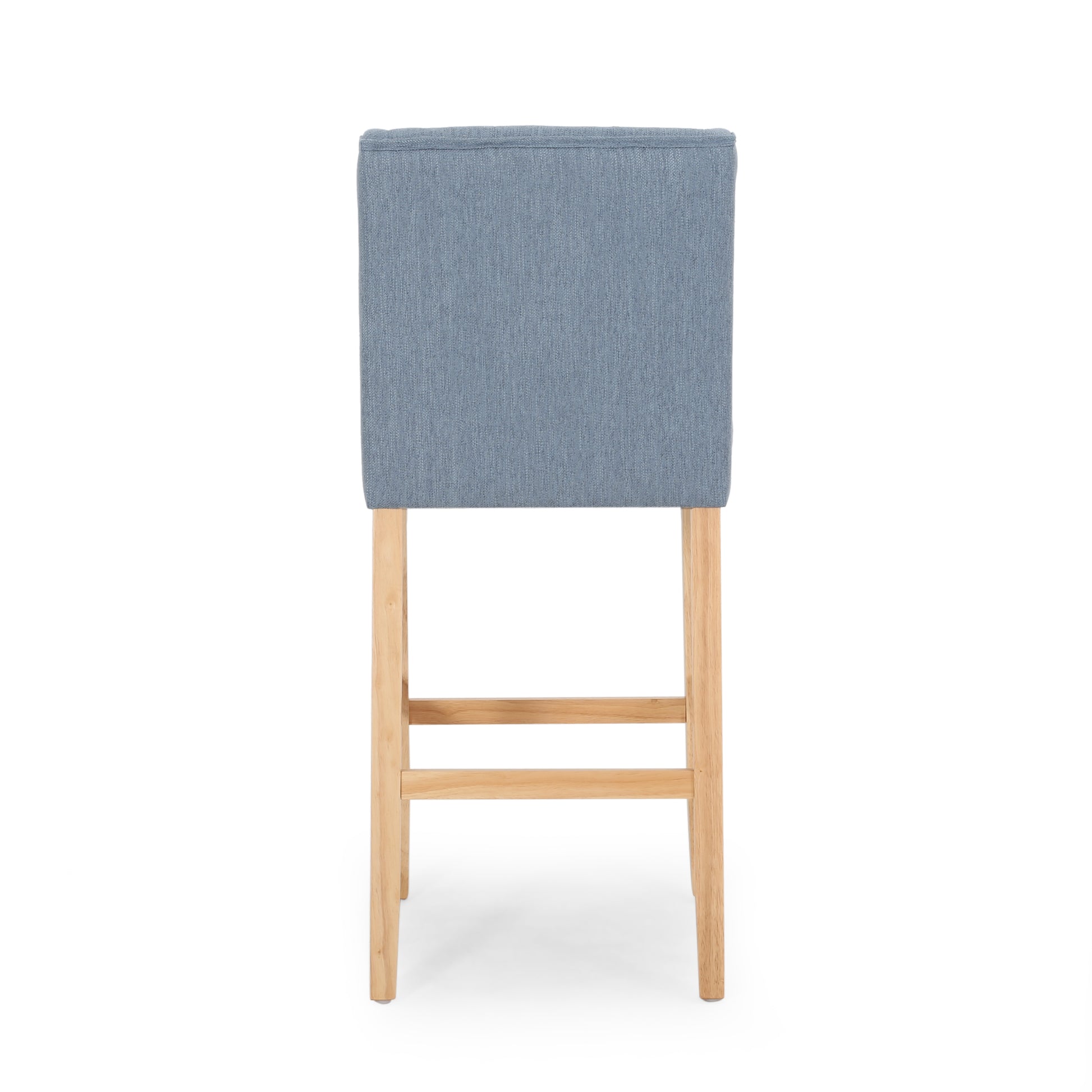 Vienna Contemporary Fabric Tufted Wingback 31 Inch Counter Stools, Set Of 2, Light Blue And Natural Light Blue Fabric