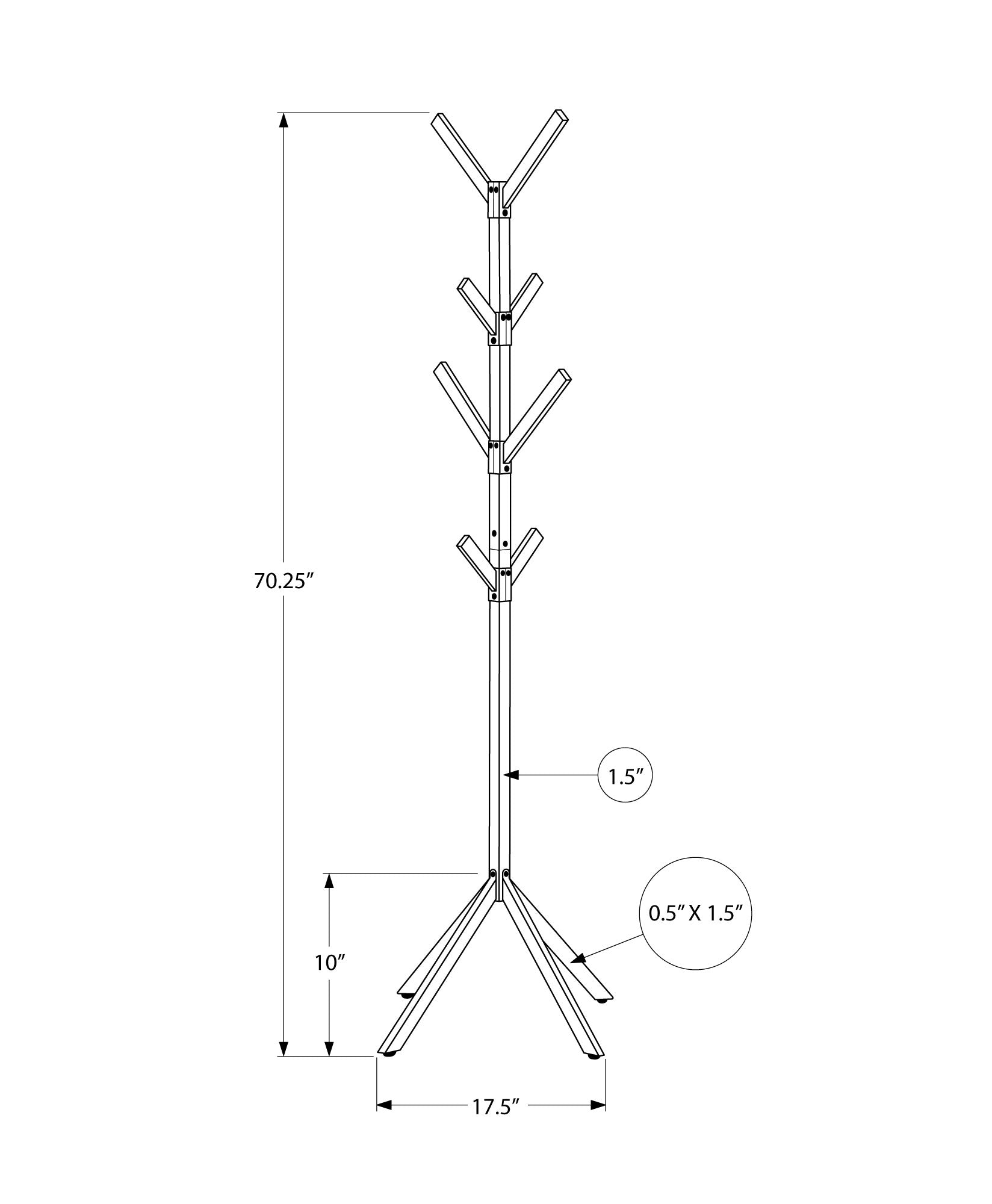 Coat Rack, Hall Tree, Free Standing, 8 Hooks, Entryway, 70"H, Bedroom, White Metal, Contemporary, Modern White Metal