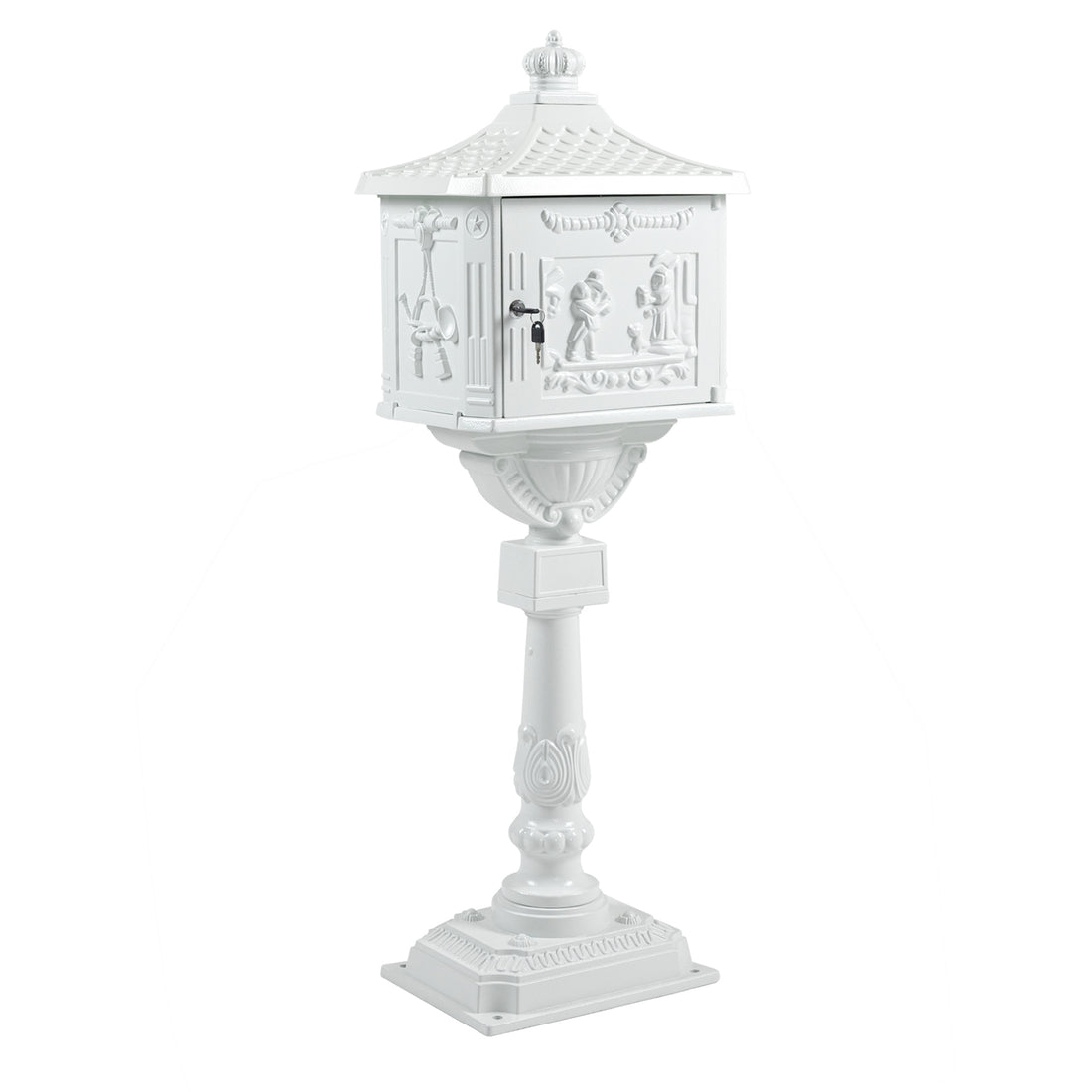 Mailbox Cast Aluminum White Mail Box Postal Box Security Heavy Duty White Aluminium