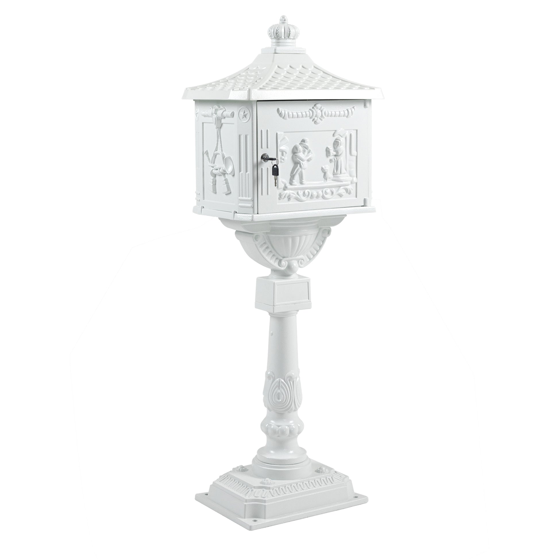 Mailbox Cast Aluminum White Mail Box Postal Box Security Heavy Duty White Aluminium