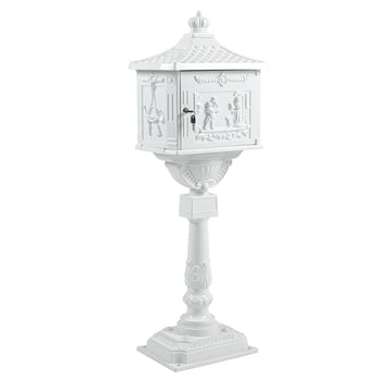 Mailbox Cast Aluminum White Mail Box Postal Box Security Heavy Duty White Aluminium
