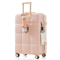 Luggage Set Of 3, 20 Inch With Usb Port, Airline Certified Carry On Luggage With Cup Holder, Abs Hard Shell Luggage With Spinner Wheels, Pink Pink Abs