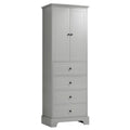 Storage Cabinet With 2 Doors And 4 Drawers For Bathroom, Office, Adjustable Shelf, Mdf Board With Painted Finish, Grey Grey Mdf