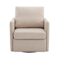 Swivel Accent Chair, Comfy Single Sofa Chair With Storage, Modern Arm Chair For Living Room, Fabric Swivel Armchair With Metal Base Beige Beige Brown Linen
