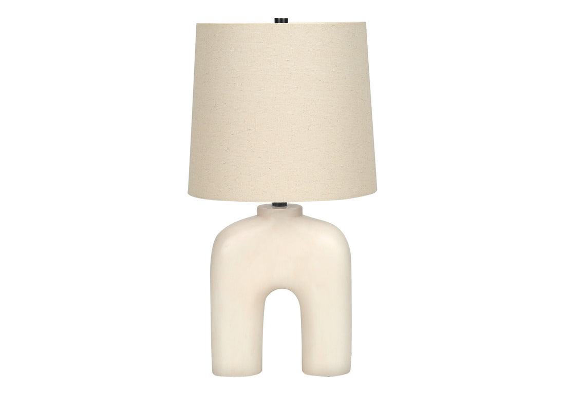 Lighting, 25"H, Table Lamp, Cream Resin, Beige Shade, Modern Cream Polyresin