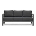 5 Pieces Outdoor All Weather Conversation Set, Sectional Sofa, Aluminum Couch Dark Gray Cushions Grey Aluminium