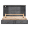 Queen Murphy Bed With Large Drawers,Gray Queen Gray Plywood