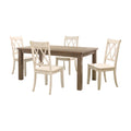 5Pc Dining Set Natural Finish Table And 4X Side Chairs White Finish Wooden Kitchen Dining Room Furniture Wood Wood White Seats 4 Wood Dining Room 4 Leg Rectangular Dining Table With Chair Wood