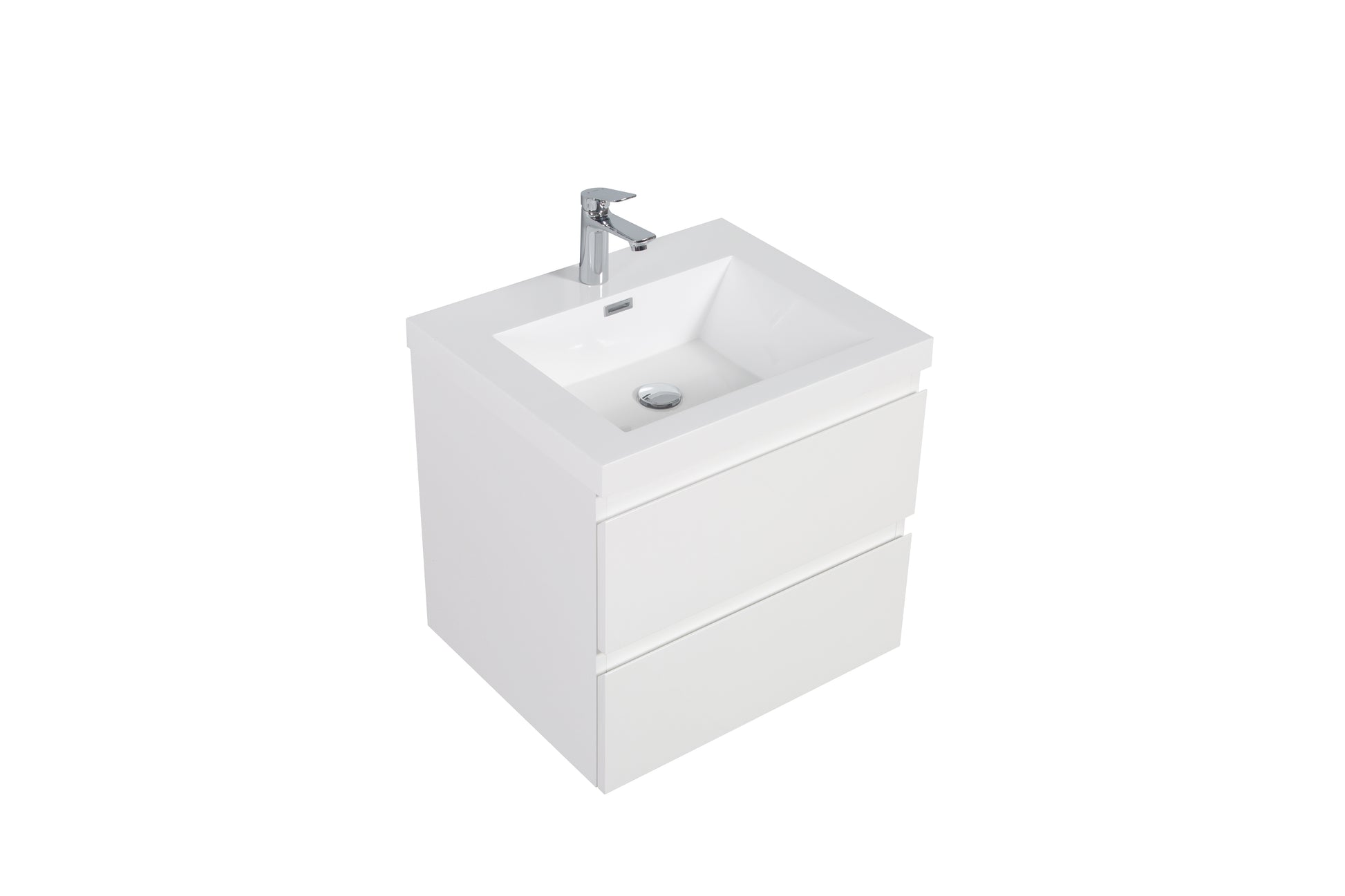 24" Floating Bathroom Vanity With Sink, Modern Wall Mounted Bathroom Storage Vanity Cabinet With Resin Top Basin And Soft Close Drawers, Glossy White 24V11 24Gw White Mdf