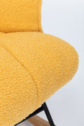 Rocking Chair Nursery, Teddy Upholstered Glider Rocker With High Backrest, Reading Chair Modern Rocking Accent Chairs Glider Recliner For Living Room, Nursery, Bedroom Yellow Velvet