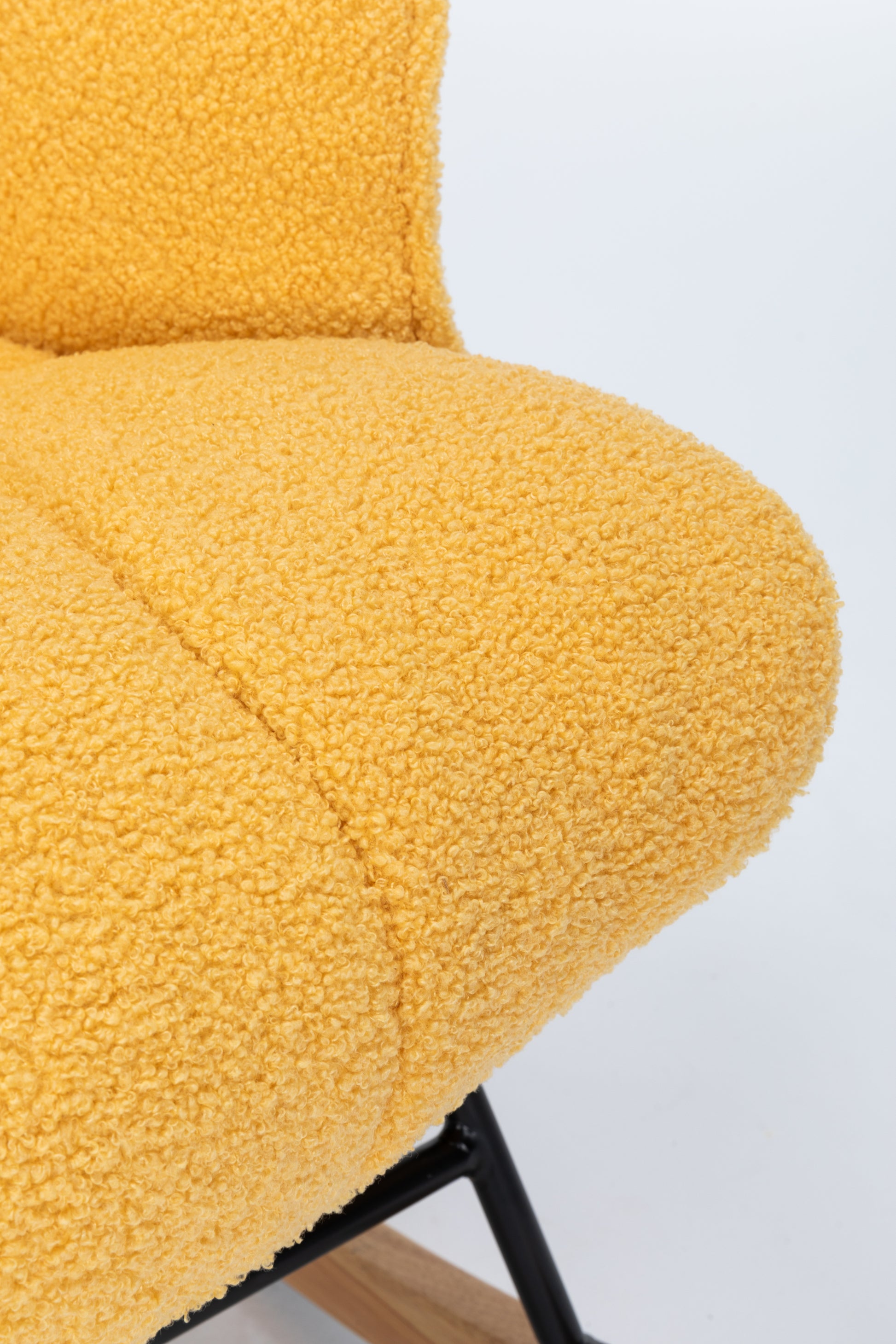Rocking Chair Nursery, Teddy Upholstered Glider Rocker With High Backrest, Reading Chair Modern Rocking Accent Chairs Glider Recliner For Living Room, Nursery, Bedroom Yellow Velvet