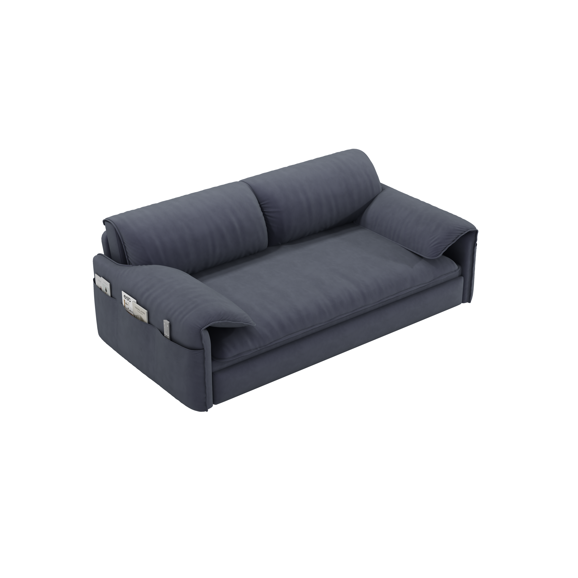 63.8" Queen Pull Out Sofa Bed, 3 In 1 Convertible Sleeper Sofa With Side Storage,Multi Functional Velvet Loveseat Bed For Living Room,Bedroom,Apartment,Office,Grey Old Sku:W1885122052 W1885P154639