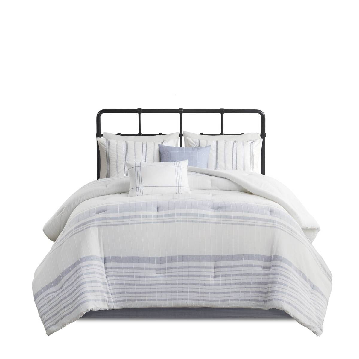 6 Piece Cotton Jacquard Oversized Comforter Set Full Multicolor Polyester